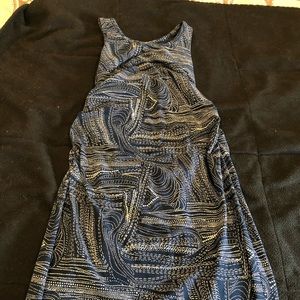 Maternity Dress -Navy Blue and White